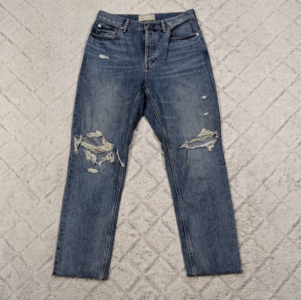 Everlane Jeans Women's 26 Blue Medium Wash The Cheeky Crop Raw Hem Cotton